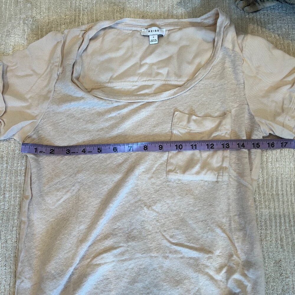 100% linen t-shirt (Reiss) in stone - Picture 6 of 10